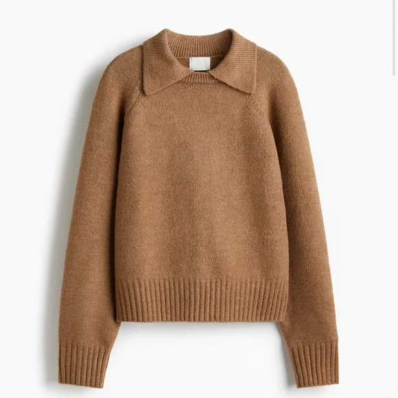 H&M sweater with collar dark beige - Picture 2 of 9
